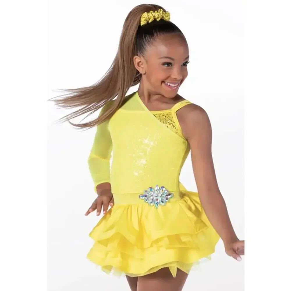 Pre-Owned Dance Costume Weissman 14158 XL Child Yellow Fluffy Tutu Jazz Sequin